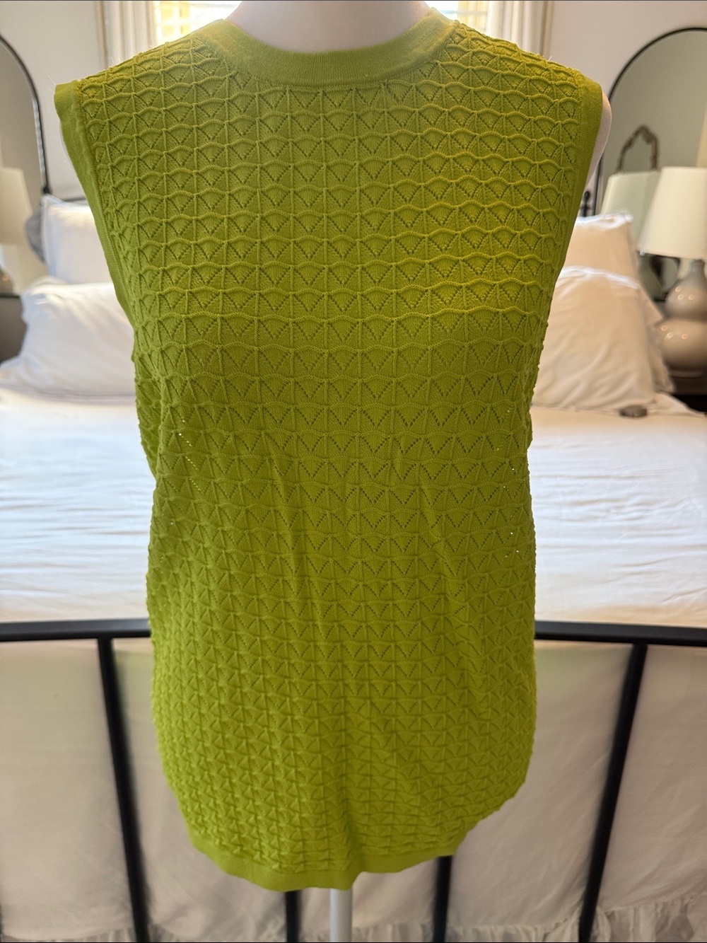 ESQUALO Lime Pointelle Knit Singlet
